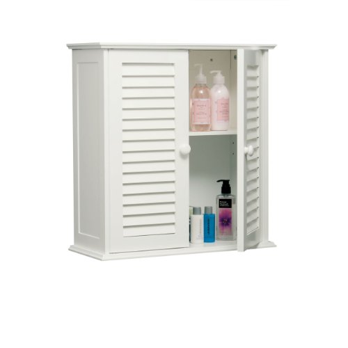 Premier Housewares Badezimmer-Hängeschrank mit Lamellen-Doppeltür, 55 x 52 x 22 cm, weiß, Holz, 55x52x22 Premier Housewares Badezimmer-Hängeschrank mit Lamellen-Doppeltür, 55 x 52 x 22 cm, weiß, Holz, 55x52x22 von Premier