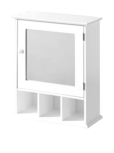 Premier Housewares Badezimmerschrank, Spiegeltür, 3 Fächer, 58 x 46 x 20 cm, weiß von Premier