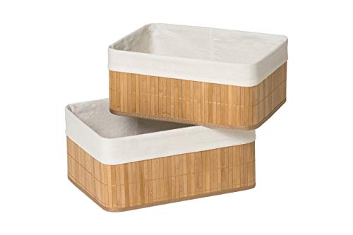 Premier Housewares Kankyo Bamboo Aufbewahrungsboxen-2er Set, Bambus, Pappe, Baumwolle, Natürlich, 18x40x30 von Premier