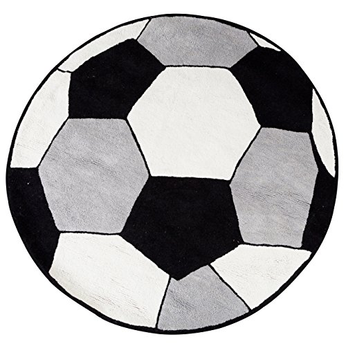 Premier Housewares Kinder Fußball Teppich, Baumwolle, Schwarz von Premier