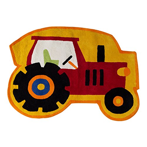 Premier Housewares Kinder Traktor Teppich, Baumwolle, Rot von Premier