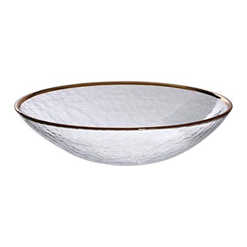 Premier Housewares Klare Glasschale mit Gold-Rim, Glass, 24x24x6 von Premier