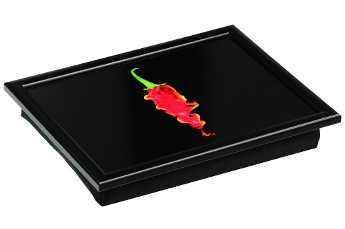 Premier Housewares Knietablett Flaming Chilli 44x31 cm, Baumwolle, MDF, schwarz, 34x44x6 von Premier