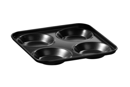 Premier Housewares OvenLove Yorkshirepudding-Blech mit Antihaftbeschichtung, 4 Mulden, 24 x 2,5 cm, Dicke 0,8 mm, Antihaft, schwarz, 24x24x3 von Premier