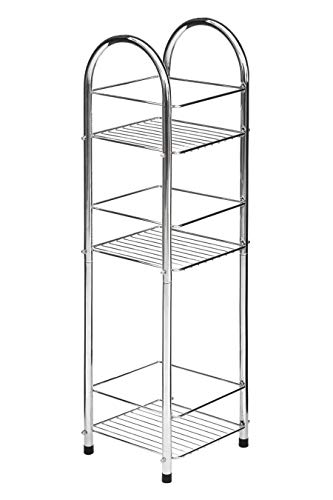 Premier Housewares Premier Haushaltswaren Freistehendes Badregal mit 3 Böden 81x23x23 cm Chrom, Metall, Silber, 22x24x81 von Premier