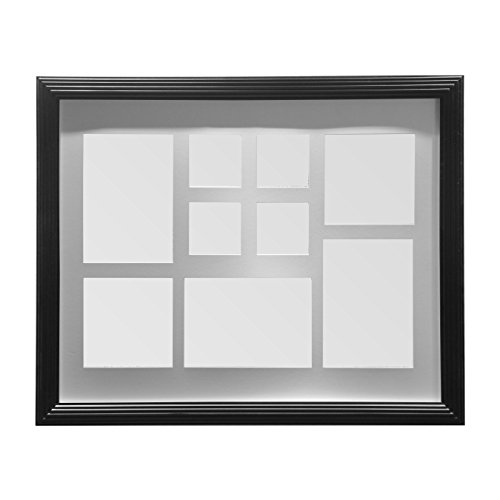 Premier Housewares Premier Multi-Bilderrahmen, für 9 Fotos, Schwarz, Glas, Kunststoff, 2 x 40 x 50 cm von Premier