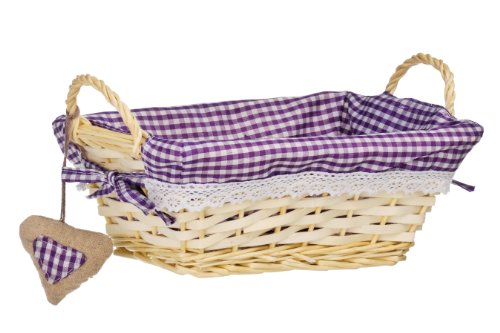 Premier Housewares Purpurroter Gingham Futter Rechteck Willow Bvasket, Stoff, Lila, 18x25x14 Premier Housewares Purpurroter Gingham Futter Rechteck Willow Bvasket, Stoff, Lila, 18x25x14 von Premier Housewares