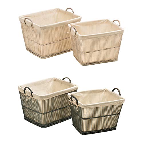 Premier Housewares Rustikale Gewvaschene Aufbewahrungskörbe-2er Set, Bambus, Baumwolle, Grau, 40x50x38, 2 von Premier