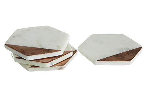 Premier Housewares Set mit 4 Untersetzern aus weißem Marmor/Kupfer-Inlay, 10x10x1 Premier Housewares Set mit 4 Untersetzern aus weißem Marmor/Kupfer-Inlay, 10x10x1 von Premier