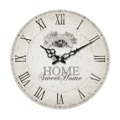 Premier Housewares Sweet Home Wanduhr, MDF, Sahne, 4x34x34 von Premier