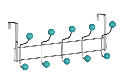 Premier Housewares Türgarderobe, 10 Haken türkis, Chrom, Kunststoff, 12x41x17 von Premier