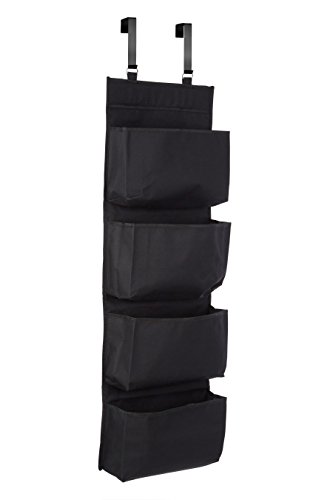 Premier Housewares Türregal aus Stoff, mit 4 Fächern, 10 x 34 x 90 cm, Metall, Polyester, Schwarz, 10x34x90 von Premier