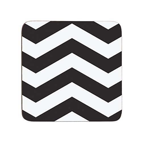 Premier Housewares Untersetzer mit Fischgrätmuster, Schwarz/Weiß, 4 Stück von Premier