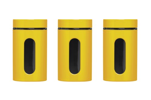 Premier Housewares Vorratsdosen-Set, 1000 ml, 3 Stück, Rot gelb, Emaille, 10x10x19 von Premier