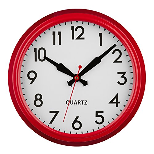 Premier Housewares Wanduhr Wanduhr für Wohnzimmer Küche Metall Rot von Premier