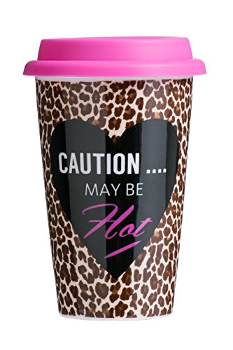 Premier Leopard Travel Mug, Porzellan, Silikon, doppelwandig, 330ml von Premier