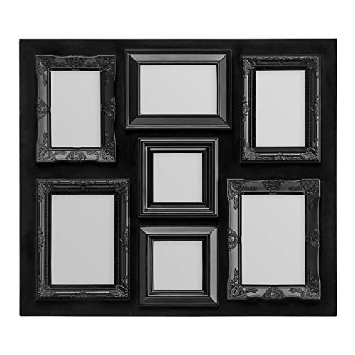 Premier Multi-Bilderrahmen, schwarz, 3 15,2 cm, rechteckige 12,7 x 17,8 cm, 2 x quadratische 10,2 x 10,2 cm, Kunststoff, Glas, 3 x 58 x 51 cm von Premier