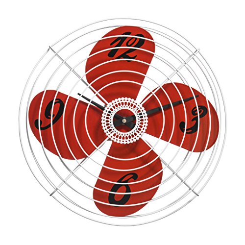 Premier Retro Fan Wanduhr, Metall, rot, 38 x 5 x 38 cm von Premier