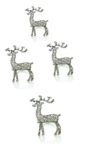 Reindeer Napkin Rings Set of 4 Silver Colour by Premier von Premier
