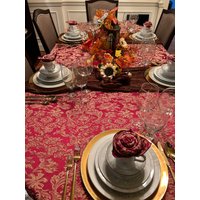 Weihnachts Tischdecke, Damast Oval Baumwolle Tischwäsche Weihnachts Tischdecke, Damast Oval Baumwolle Tischwäsche von PremierLinens