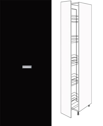 Premium-Ambiente XAH273 Hochschrank Apothekerschrank 207cm hoch Vollauszug Softclosing eingelassener Griff EURODEKOR®(Breite 40cm, 66 Schwarz) von Premium-Ambiente