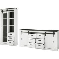 Home affaire Wohnwand "SHERWOOD", (2 St.), Scheunentorbeschlag und Apothekergriffe aus Metall, Höhe 201 cm von home affaire