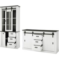 Home affaire Wohnwand "SHERWOOD", (2 St.), Scheunentorbeschlag und Apothekergriffe aus Metall, Höhe 201 cm von home affaire