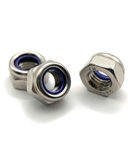 Nylstop M8 unverlierbare Mutter aus Edelstahl (Ø 8 mm/8 mm) | selbstsichernde Sechskantmuttern DIN 985 Edelstahl A2/070 V2A mit Nylonring: 10 Stück Premium Fixation von Premium Fixation