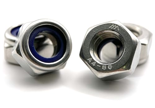 Premium Fixation Nylstop-Mutter M6 aus Edelstahl A4/80 | selbstsichernde Sechskantmuttern HI selbstbremst DIN 985 Edelstahl A4/080 (V4A/316) mit Nylonring: 20 Stück von Premium Fixation