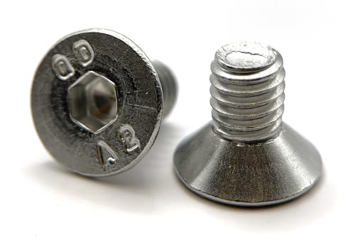 Schrauben M6 x 10 mm, Senkkopf, BTR aus Edelstahl A2 | Schrauben FHC mit Innensechskant (Inbusschlüssel) ISO 10642 / DIN 7991 | Schrauben Edelstahl A2 (V2A/304): 20 Stück Premium Fixation von Premium Fixation