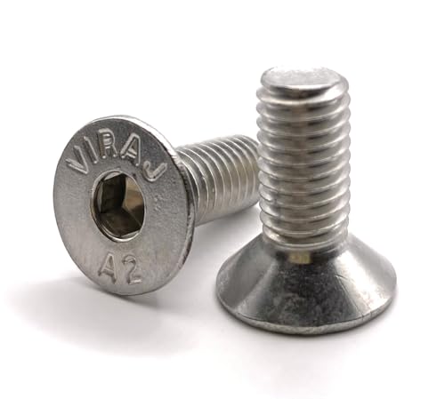 Schrauben M8 x 20 mm, Senkkopf BTR aus Edelstahl A2 | Ø 8 x 20 mm – M8 x 20 mm | FHC Innensechskant (Inbusschlüssel) ISO 10642 / DIN 7991 | Schrauben Edelstahl A2 (V2A/304): 50 Stück Premium Fixation von Premium Fixation