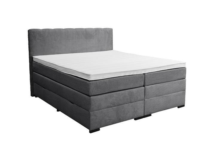 Boxspringbett Malaga ohne Fußteil Grau ca. 160x200cm von Premium-Living