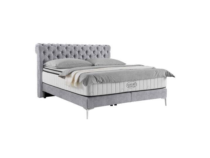 Boxspringbett Queen in Hellgrau ca. 160x200cm von Premium-Living