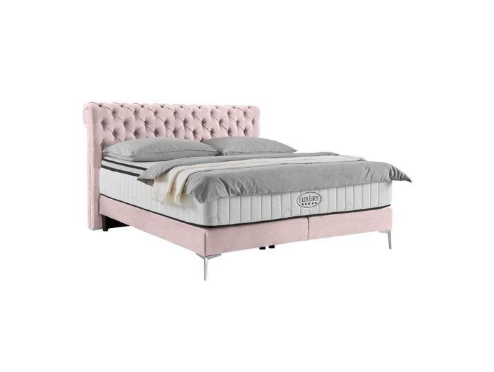 Boxspringbett Queen in Rosa ca. 180x200cm von Premium-Living