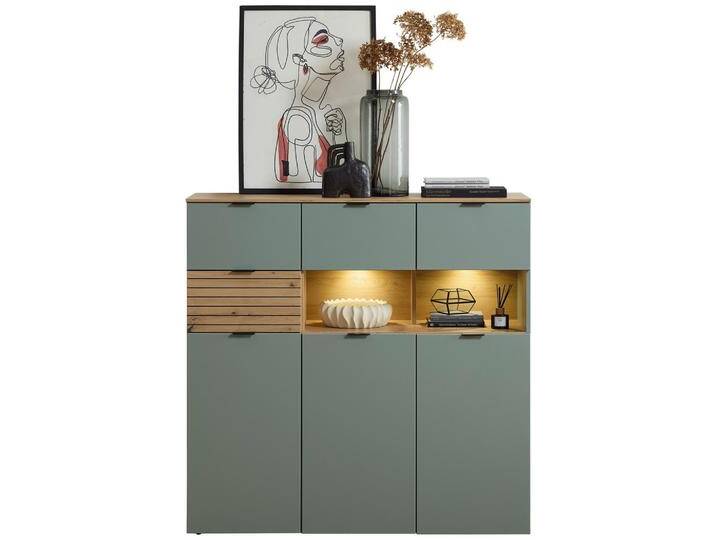 Highboard Memphis Grün/Eiche Artisan Highboard Memphis Grün/Eiche Artisan von Premium-Living