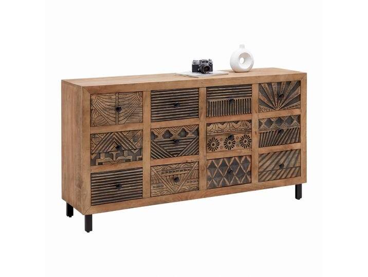 Lowboard Nilay Naturfarben/Schwarz Mangoholz von Premium-Living