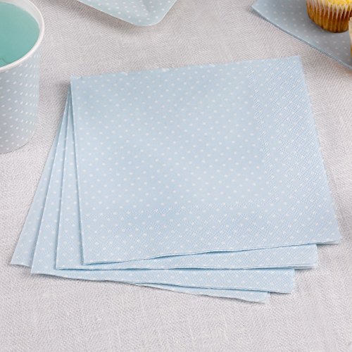 Papierservietten Polka Dots zartblau 16 Stück - Hochzeitsservietten Hochzeit Servietten Kindergeburtstag Punkte zartblau 33 x 33 cm von Premium Weddings