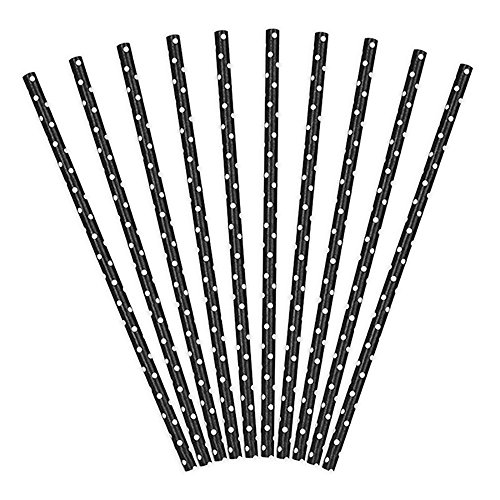 Premium Weddings Papierstrohhalme schwarz Punkte weiß 10 Stück - Papier-Trinkhalme Strohhalme Papier Trinkhalme Papier Papierhalme schwarz Punkte weiß von Premium Weddings