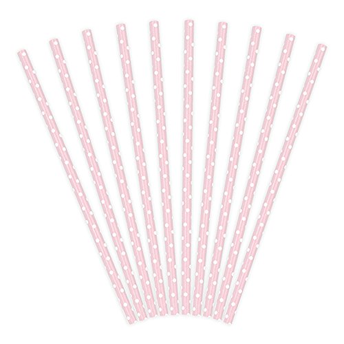 Papierstrohhalme rosa Punkte weiß 10 Stück - Papier-Trinkhalme Strohhalme Papier Trinkhalme Papier Papierhalme rosa Punkte weiß von Premium Weddings