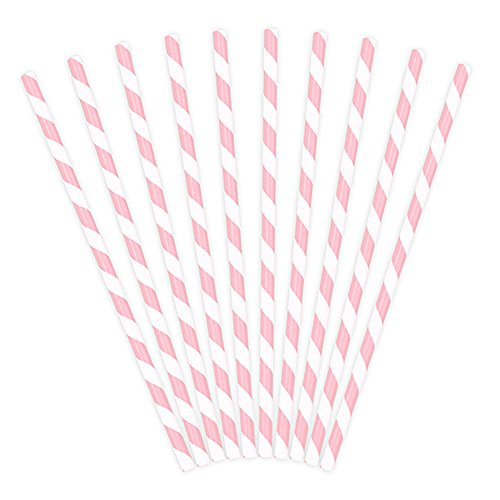 Papierstrohhalme rosa gestreift 10 Stück - Papier-Trinkhalme Strohhalme Papier Trinkhalme Papier Papierhalme Streifen rosa von Premium Weddings