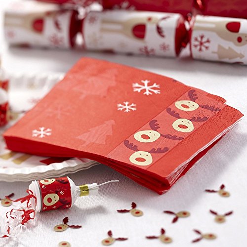 Premium Weddings Servietten Weihnachten Rudolph Rentier 16 Stück - Advent Papierservietten Weihnachtsfeier Deko Servietten Rudolph Rentier von Premium Weddings