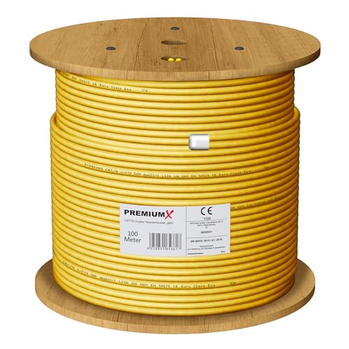 Premium X 100m CAT 7A Netzwerkkabel Duplex LAN-Kabel Ethernet Datenkabel S/FTP PiMF PoE Cca Cat7A Installationskabel von Premium X