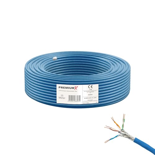 Premium X 15m CAT 8 Netzwerkkabel LAN Kabel Verlegekabel Ethernet Cat8 Installationskabel 40 Gbit/s AWG 23 reines Kupfer S/FTP PiMF PoE Eca Klasse Datenkabel Simplex - Blau Premium X 15m CAT 8 Netzwerkkabel LAN Kabel Verlegekabel Ethernet Cat8 Installationskabel 40 Gbit/s AWG 23 reines Kupfer S/FTP PiMF PoE Eca Klasse Datenkabel Simplex - Blau von Premium X