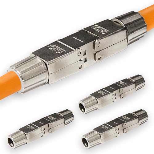 Premium X 4x CAT 6a RJ45 Netzwerkkabel Verlängerung LAN Kabel CAT5, CAT6 und CAT7 Verbindungsstecker Ethernet Installationskabel Verbinder Kupplung Netzwerkstecker Adapter Werkzeuglos von Premium X