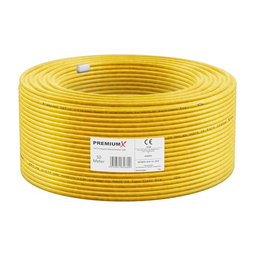 Premium X 50m CAT 7A Netzwerkkabel Duplex LAN-Kabel Ethernet Datenkabel S/FTP PiMF PoE Cca Cat7A Installationskabel von Premium X