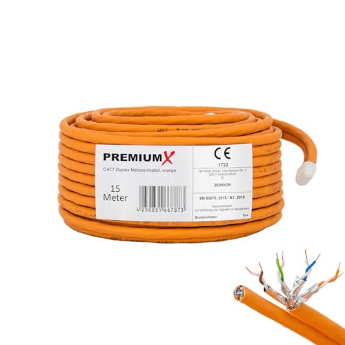 Premium X CAT 7 Netzwerkkabel 15m LAN Kabel Duplex Kupferkabel Ethernet Datenkabel S/FTP PiMF PoE Eca Kat7 Verlegekabel Installationskabel für müheloses Verlegen Premium X CAT 7 Netzwerkkabel 15m LAN Kabel Duplex Kupferkabel Ethernet Datenkabel S/FTP PiMF PoE Eca Kat7 Verlegekabel Installationskabel für müheloses Verlegen von Premium X
