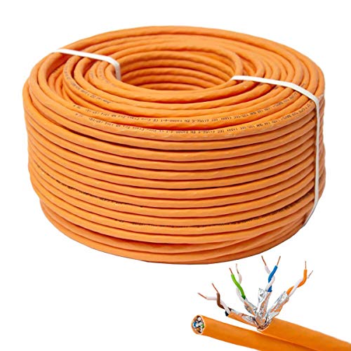 Premium X CAT 7 Netzwerkkabel 50m LAN Kabel Duplex Kupferkabel Ethernet Datenkabel S/FTP PiMF PoE Eca Kat7 Verlegekabel Installationskabel für müheloses Verlegen von Premium X