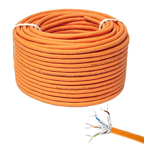 Premium X CAT 7 Netzwerkkabel 50m LAN Kabel Simplex Kupferkabel Ethernet Datenkabel S/FTP PiMF PoE Eca Kat7 Verlegekabel Installationskabel für müheloses Verlegen von Premium X