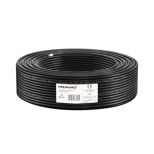Premium X CAT 7 Outdoor Netzwerkkabel 50m - S/FTP, PE, AWG23/1, 10 Gbit/s, doppelt geschirmt, wetterfest, UV-beständig, Verlegekabel, Kupfer, schwarz Premium X CAT 7 Outdoor Netzwerkkabel 50m - S/FTP, PE, AWG23/1, 10 Gbit/s, doppelt geschirmt, wetterfest, UV-beständig, Verlegekabel, Kupfer, schwarz von Premium X