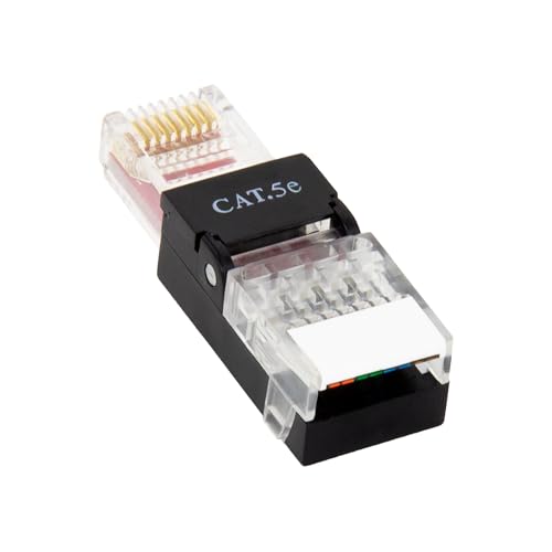 Premium X Netzwerkstecker ungeschirmt RJ45 CAT5e Adapter Kupplung für Verlegekabel CAT5 und CAT6 AWG 24 bis 26 Innenleiter LAN Stecker werkzeuglos 1 Gbit/s vergoldete Kontakte von Premium X